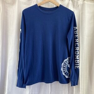 Abercrombie Kids T Shirt 15 - 16 Blue Long Sleeve Pullover‎ Boys Tee Youth Logo